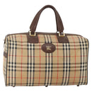 Burberrys Nova Check Boston Bag Canvas Beige Gold Auth 175137-1