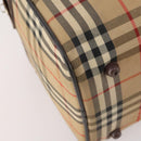 Burberrys Nova Check Boston Bag Canvas Beige Gold Auth 175137-15