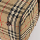 Burberrys Nova Check Boston Bag Canvas Beige Gold Auth 175137-16