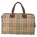Burberrys Nova Check Boston Bag Canvas Beige Gold Auth 175137-2