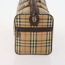 Burberrys Nova Check Boston Bag Canvas Beige Gold Auth 175137-4