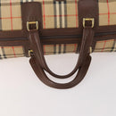Burberrys Nova Check Boston Bag Canvas Beige Gold Auth 175137-7