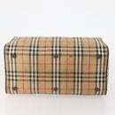 Burberrys Nova Check Boston Bag Canvas Beige Gold Auth 175137-5