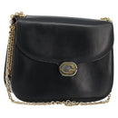 GUCCI Chain Shoulder Bag Leather Black Gold Auth 175138-1