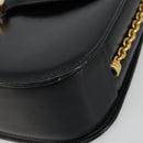 GUCCI Chain Shoulder Bag Leather Black Gold Auth 175138-10