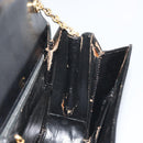 GUCCI Chain Shoulder Bag Leather Black Gold Auth 175138-18