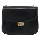 GUCCI Chain Shoulder Bag Leather Black Gold Auth 175138-2