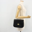 GUCCI Chain Shoulder Bag Leather Black Gold Auth 175138-27