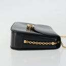 GUCCI Chain Shoulder Bag Leather Black Gold Auth 175138-4