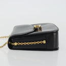 GUCCI Chain Shoulder Bag Leather Black Gold Auth 175138-5