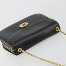 GUCCI Chain Shoulder Bag Leather Black Gold Auth 175138-6