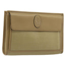SAINT LAURENT Clutch Bag Coated Canvas Beige Gold Auth 175140-1
