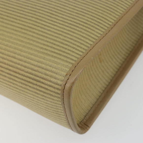 SAINT LAURENT Clutch Bag Coated Canvas Beige Gold Auth 175140