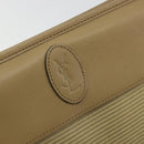 SAINT LAURENT Clutch Bag Coated Canvas Beige Gold Auth 175140-12