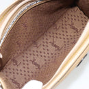 SAINT LAURENT Clutch Bag Coated Canvas Beige Gold Auth 175140-14
