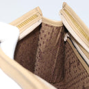 SAINT LAURENT Clutch Bag Coated Canvas Beige Gold Auth 175140-16