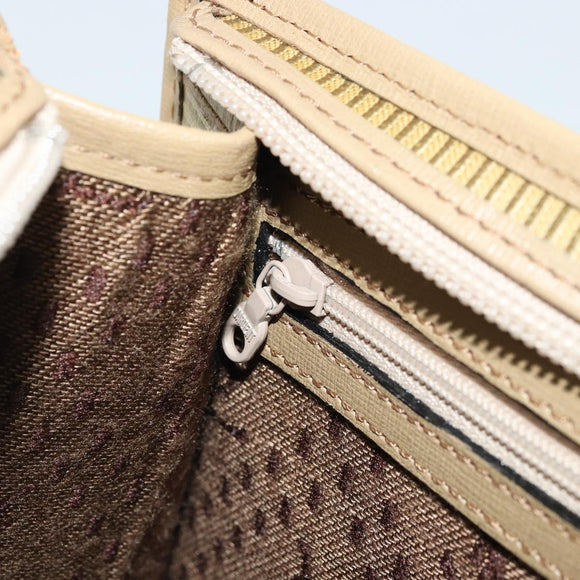 SAINT LAURENT Clutch Bag Coated Canvas Beige Gold Auth 175140