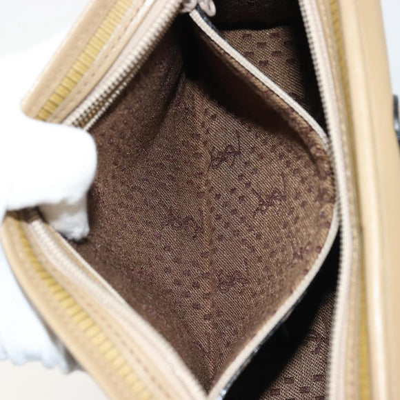 SAINT LAURENT Clutch Bag Coated Canvas Beige Gold Auth 175140
