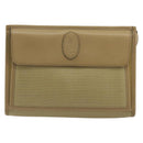 SAINT LAURENT Clutch Bag Coated Canvas Beige Gold Auth 175140-2