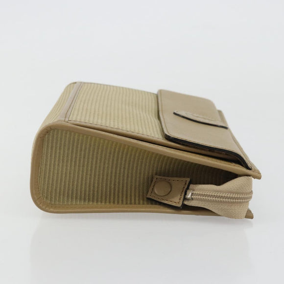 SAINT LAURENT Clutch Bag Coated Canvas Beige Gold Auth 175140