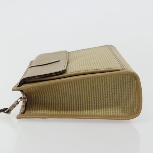 SAINT LAURENT Clutch Bag Coated Canvas Beige Gold Auth 175140