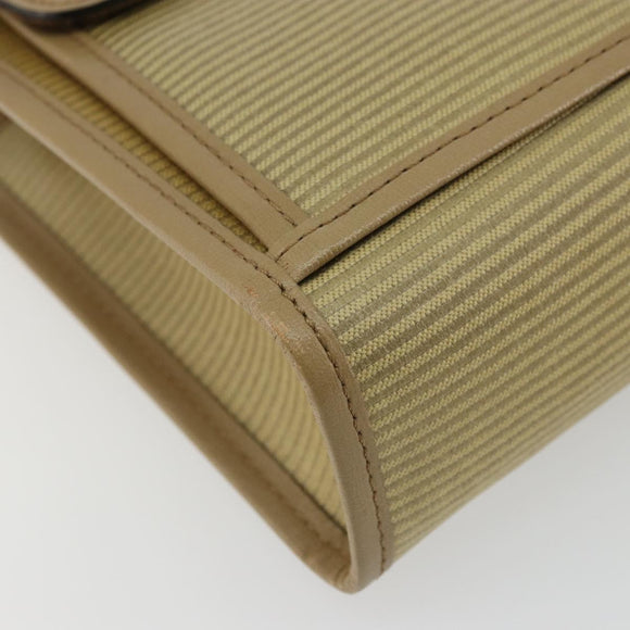 SAINT LAURENT Clutch Bag Coated Canvas Beige Gold Auth 175140