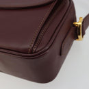 CARTIER Must Line Shoulder Bag Leather Bordeaux Gold Auth 175142A-9