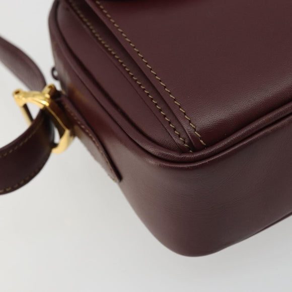CARTIER Must Line Shoulder Bag Leather Bordeaux Gold Auth 175142A