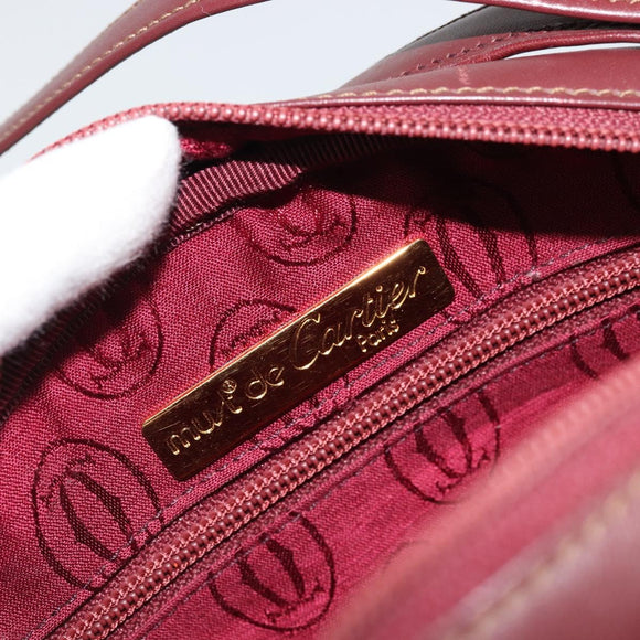 CARTIER Must Line Shoulder Bag Leather Bordeaux Gold Auth 175142A