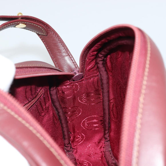CARTIER Must Line Shoulder Bag Leather Bordeaux Gold Auth 175142A