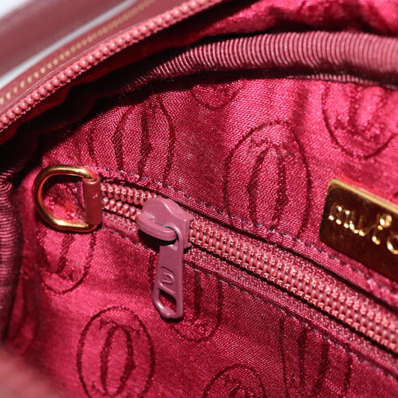 CARTIER Must Line Shoulder Bag Leather Bordeaux Gold Auth 175142A