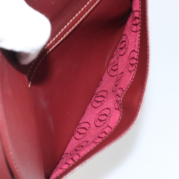 CARTIER Must Line Shoulder Bag Leather Bordeaux Gold Auth 175142A