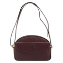 CARTIER Must Line Shoulder Bag Leather Bordeaux Gold Auth 175142A-13