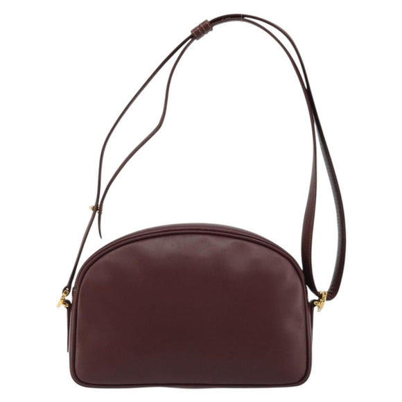 CARTIER Must Line Shoulder Bag Leather Bordeaux Gold Auth 175142A