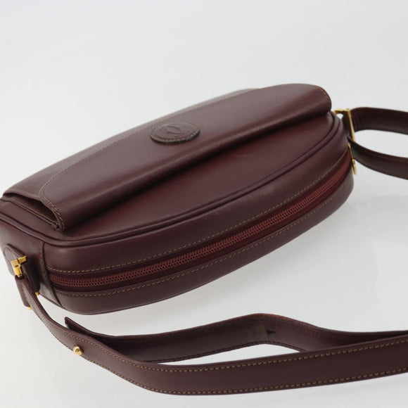 CARTIER Must Line Shoulder Bag Leather Bordeaux Gold Auth 175142A