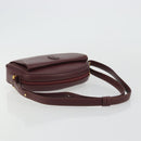 CARTIER Must Line Shoulder Bag Leather Bordeaux Gold Auth 175142A-7