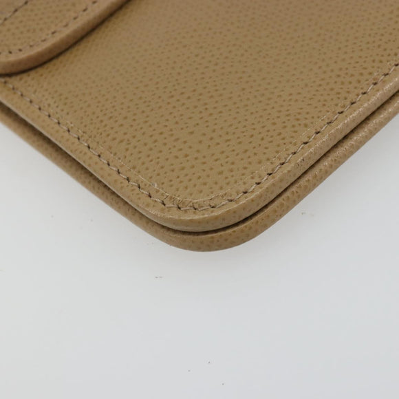 Christian Dior Chain Shoulder Bag Leather Beige Gold Auth 175143