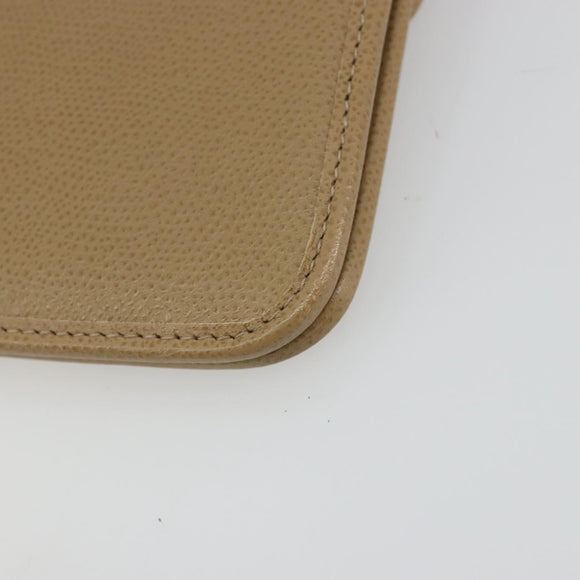 Christian Dior Chain Shoulder Bag Leather Beige Gold Auth 175143