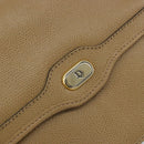 Christian Dior Chain Shoulder Bag Leather Beige Gold Auth 175143-14