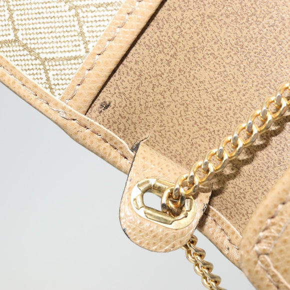 Christian Dior Chain Shoulder Bag Leather Beige Gold Auth 175143