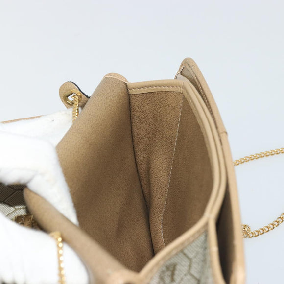 Christian Dior Chain Shoulder Bag Leather Beige Gold Auth 175143