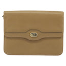 Christian Dior Chain Shoulder Bag Leather Beige Gold Auth 175143-2