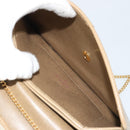 Christian Dior Chain Shoulder Bag Leather Beige Gold Auth 175143-22