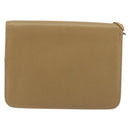 Christian Dior Chain Shoulder Bag Leather Beige Gold Auth 175143-3