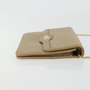 Christian Dior Chain Shoulder Bag Leather Beige Gold Auth 175143-4