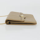 Christian Dior Chain Shoulder Bag Leather Beige Gold Auth 175143-5