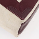 BALENCIAGA Cabas XS Hand Bag Canvas 2way Bordeaux Silver 390346 Auth 175144-9