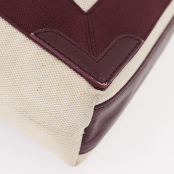 BALENCIAGA Cabas XS Hand Bag Canvas 2way Bordeaux Silver 390346 Auth 175144