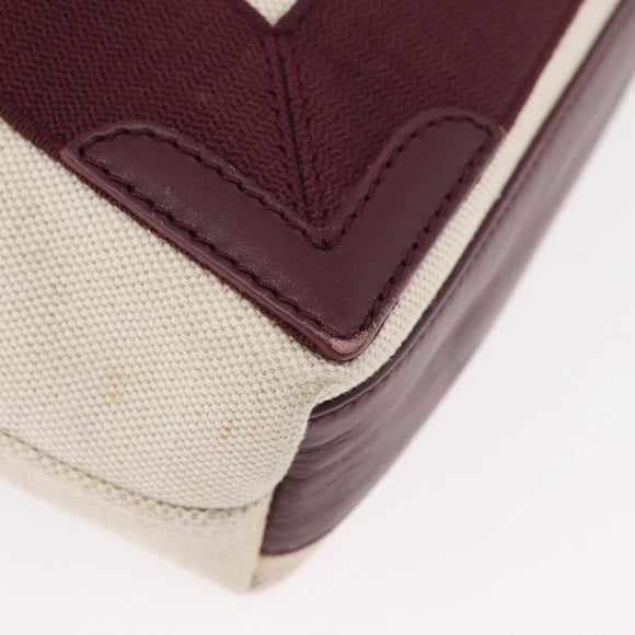BALENCIAGA Cabas XS Hand Bag Canvas 2way Bordeaux Silver 390346 Auth 175144
