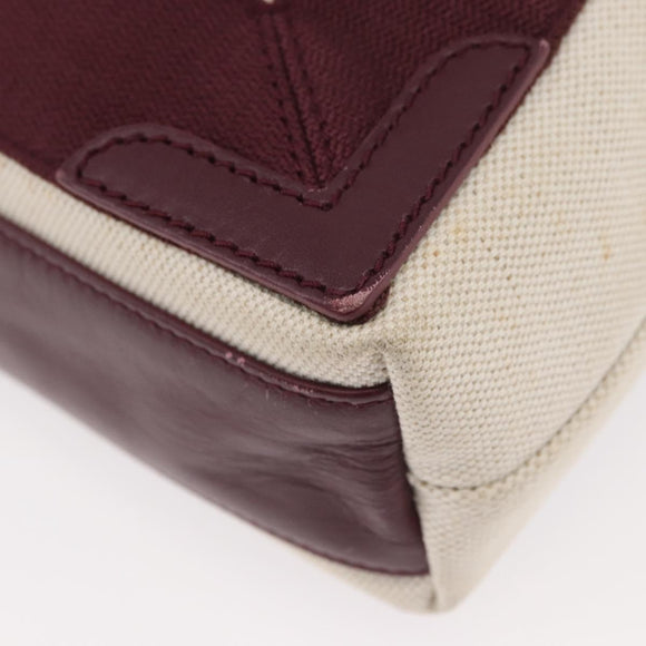 BALENCIAGA Cabas XS Hand Bag Canvas 2way Bordeaux Silver 390346 Auth 175144